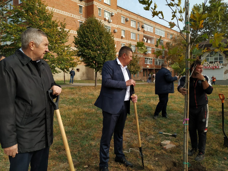 Борис Поликин высадил деревья в Усть-Лабинске